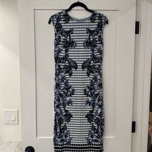 Elegant Black and Blue Floral Dress